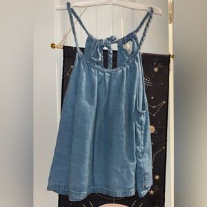 Denim top with rope tie straps size small